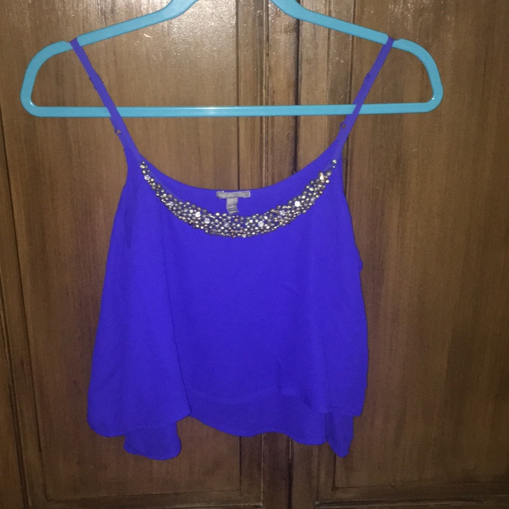 Sheer Blue Crop Top with sequence NEW